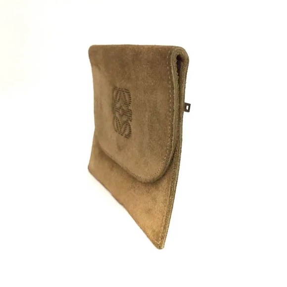 LOEWE Anagram Suede Leather Coin Case - Picture 3 of 8